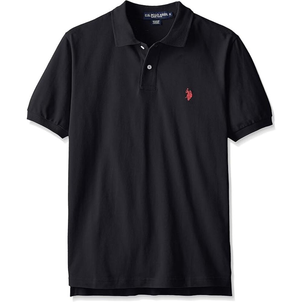NWT Polo Men's Assn. Solid Pique Polo, Black- Size L
